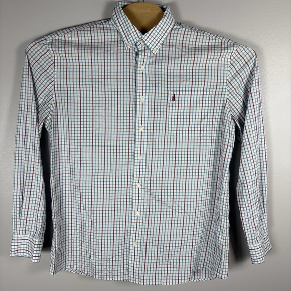 Johnnie O Men's Large Malibu Red Prep Formance Button Down Long Sleeve Shirt - Picture 2 of 6